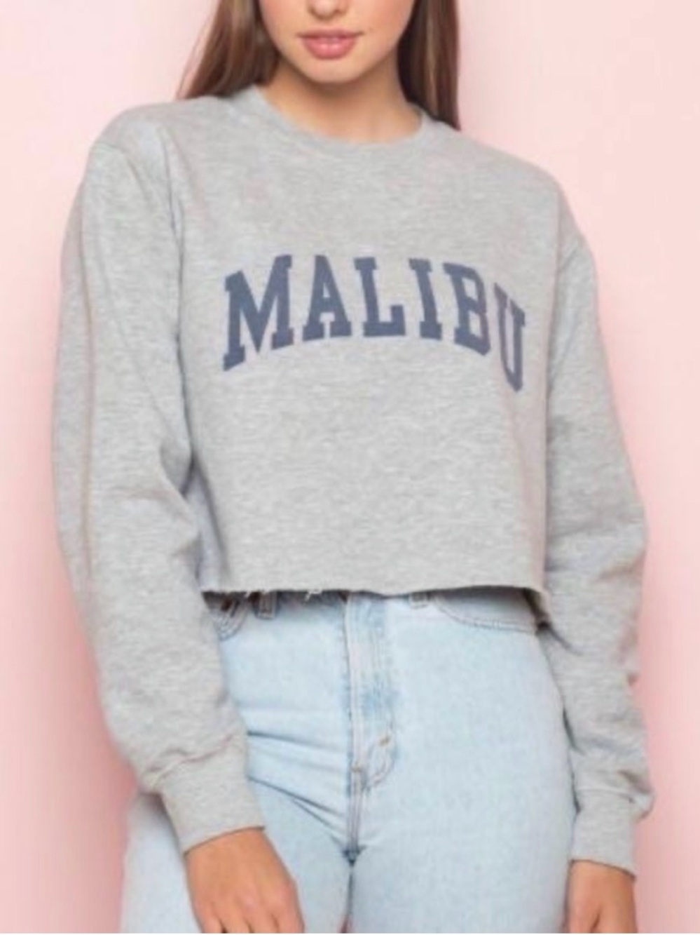 Brandy Melville x John Galt Cut-off Cropped Malibu Crewneck Sweatshirt